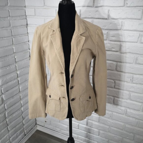 Levi Strauss Signature Ladies Light Tan Corduroy 3 Button Closure Jacket - Picture 4 of 8